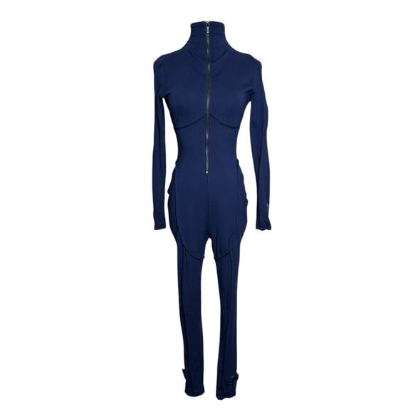 BBXBRAND blue skin piped long sleeves fitted catsuit size Small - Picture 4 of 15